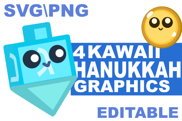 4 Kawaii Hanukkah Graphics Pack