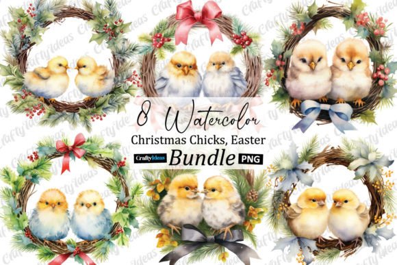 Christmas Chicks Clipart, Easter Sublima Graphics Freebies