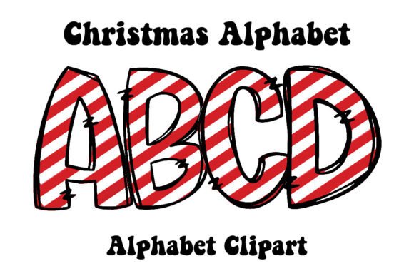 Cute Red Strips Christmas Alphabet