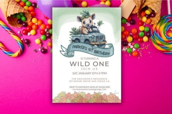KIDs Watercolor Wild Animale Birthday