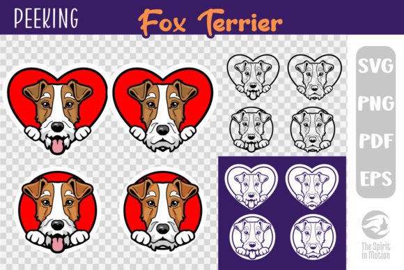 Peeking Fox Terrier Valentine's Clipart