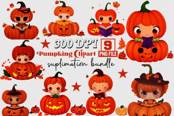 Pumpking Clipart Sublimation Bundle: Graphics & Crafts