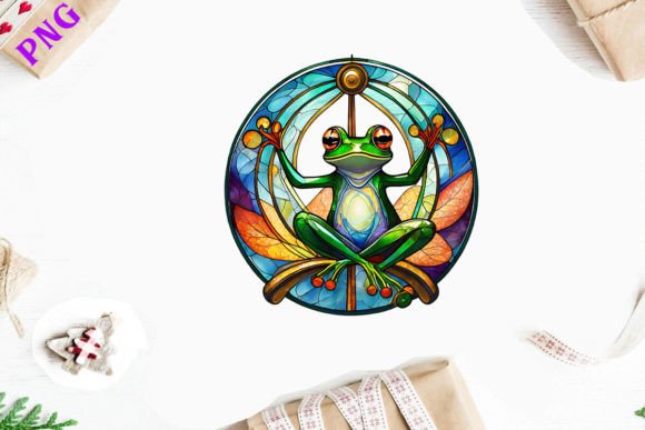Stained Glass Frog Round Wind Spinner